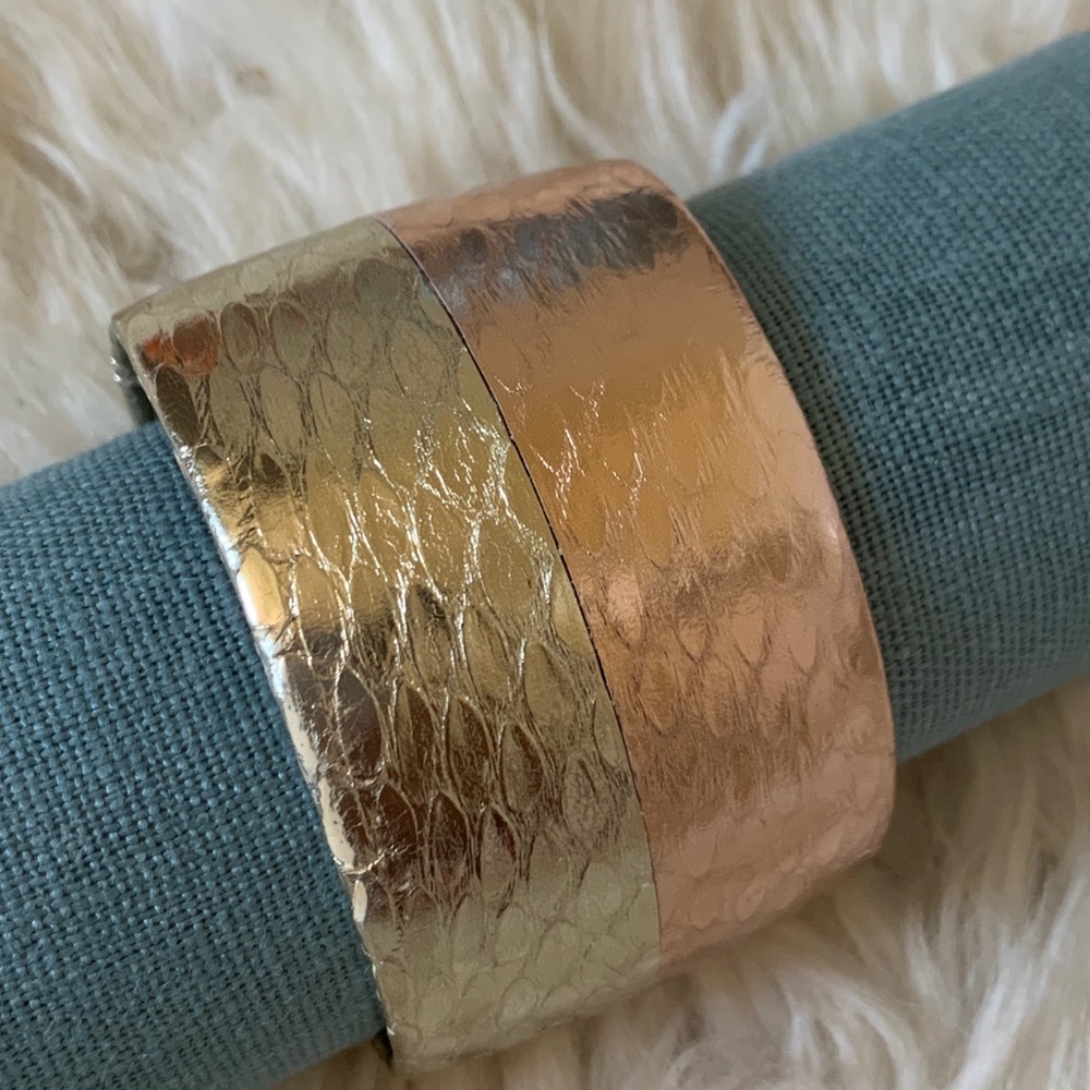 Adjustable python embossed foil cuff bracelet
